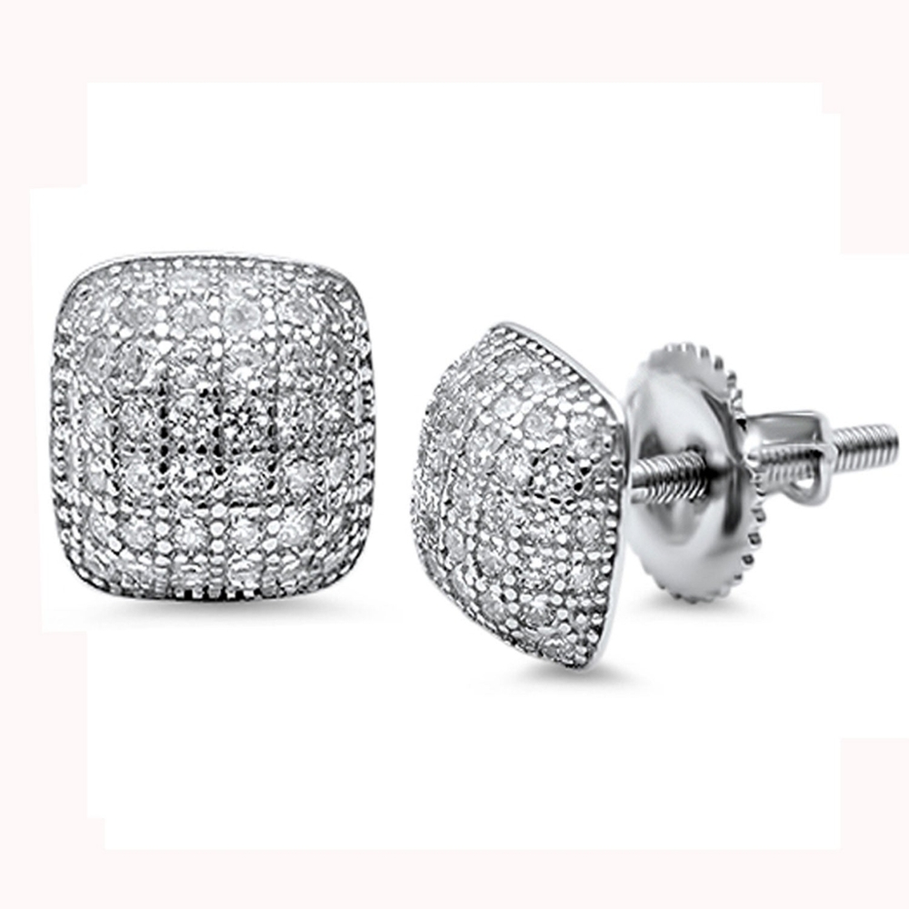ICEETHON .925 Sterling Silver Pavé Stud Earrings - 84ct Unisex Quiet Luxury